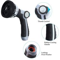 Besiter Garden Hose Nozzle, Metal Spray Nozzle High Pressure, 8 Patterns Thumb Control