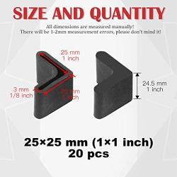 Hilitchi 20 Pcs 25mm x 25mm L Shaped Black Rubber Angle Iron Caps Furniture Angle Pads Bed Steel Frame Racks Shelves Rubber Feet Covers