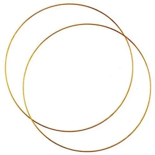 WFPLUS 2 Pieces 14 Inch Large Metal Floral Hoops Wreath, Gold Macrame Hoop Rings Dream Catcher Metal Rings for Making Wedding Wreath Decor and DIY Macrame Wall Hanging Craft
