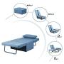 Diophros Folding Ottoman Sleeper Sofa Bed, 4 in 1 Multi-Function Adjustable Guest Sofa Chair Convertible Chair (Light Blue)
