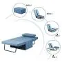 Diophros Folding Ottoman Sleeper Sofa Bed, 4 in 1 Multi-Function Adjustable Guest Sofa Chair Convertible Chair (Light Blue)