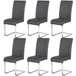 Yaheetech Dining Chairs High Back PU Leather Seat Metal Legs Modern Chair for Dining Room Home Kitchen Resturant Chairs, 6pcs