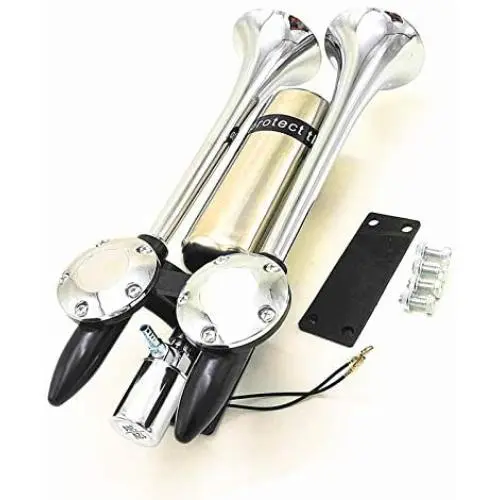 YIYDA Air Horn Universal Car Horn 180DB Ship Horn Prolong The Sound Air Horn Loudspeaker Silver Double Tube Truck Horn Metal with Stainless Steel Air Tank Suitable for 12v 24v Ship Car Moto Truck ect YIYDA Air Horn Universal Car Horn 180DB Ship Horn Prolong The Sound Air Horn Loudspeaker Silver Double Tube Truck Horn Metal with Stainless Steel Air Tank Suitable for 12v 24v Ship Car Moto Truck ect