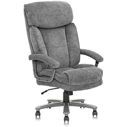 CLATINA Ergonomic Big and Tall Executive Office Chair with Upholstered Swivel 400lbs High Capacity Adjustable Height Thick Padding Headrest and Armrest for Home Office Grey