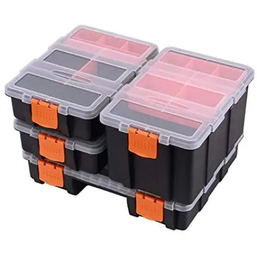 CASOMAN Hardware & Parts Organizers, 4 Piece Set Toolbox, Compartment Small Parts Organizer, Versatile and Durable Storage Tool Box CASOMAN Hardware & Parts Organizers, 4 Piece Set Toolbox, Compartment Small Parts Organizer, Versatile and Durable Storage Tool Box