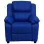 Flash Furniture Deluxe Padded Contemporary Blue Vinyl Kids Recliner with Storage Arms