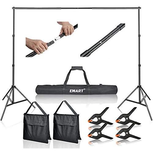 Emart Photo Video Studio 10Ft Adjustable Background Stand Backdrop Support System Kit with Carry Bag