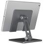 Ipad Stand Aluminum Metal Tablet Holder for Desk Angle Height Adjustable Ipad Holder for IPad Pro 9.7, 10.5, 12.9 Air Mini 4 3 2, Kindle, Nexus,Tablet Stand Gray