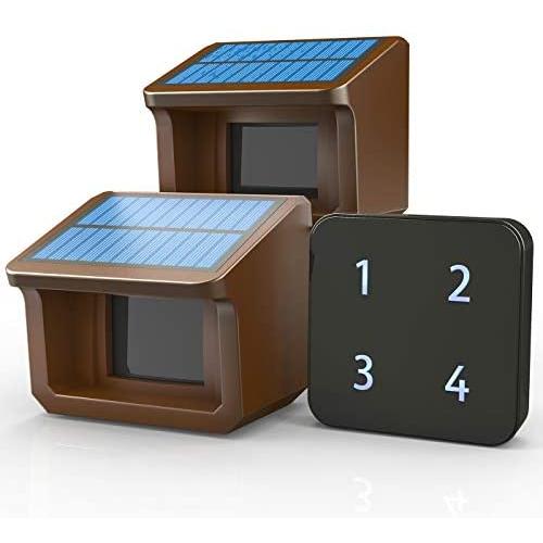 1/2Mile Solar Driveway Alarm System-Up to 70FT Wide Sensor Range 3 Adjustable Sensitivities-Fully Weatherproof Outdoor Motion Sensor&Detector DIY Security Alert System-1 Receiver and 2 Sensors KIT