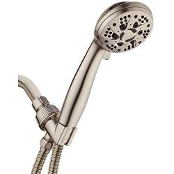 AquaDance High Pressure 6-Setting Full Brushed Nickel Handheld Shower Head with Stainless Steel Hose. Officially Independently Tested to Meet Strict US Quality & Performance Standards!