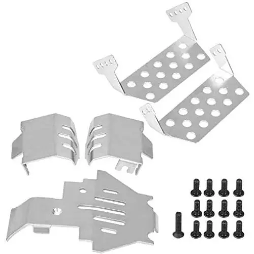 RC Chassis Armors Set, Stainless Steel Chassis Armors Protection Skid Plate for Traxxas TRX-4 82056-4 RC Car Upgrade Part(Silver)