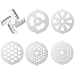 6 Piece Stainless Steel Meat Grinder Plate Discs/Grinding Blades for Food Chopper and Meat Grinder Machinery Parts，Applicable 7-word outlets（Center Hole 7mm）