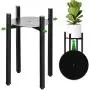 Goombi Adjustable Mid Century Plant Stand Indoor - Black Metal Planter Fits Medium & Large Pots Sizes 8 9 10 11 12 inches (Not Included) (Adjustable Width: 8-12'' x 11'' Tall)