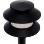Paradise Garden Lighting GL22627 Outdoor Landscaping Path Light, Black Plastic 2-Tier Post Light, Ribbed Plastic Lens, Low Voltage 4W Incandescent T5 Wedge Bulb, 20 Lumens, 5.2''x5.2''x8.66''