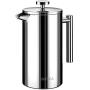 BAYKA 34 Oz French Press Coffee Maker, 304 Grade Stainless Steel, Double Wall Insulated Coffee Press for Home Office, 4-Level Filtration Systems, 2 Extra Mesh Filters Included, Dishwasher Safe