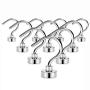Neosmuk Magnetic Hooks, 22 lb+ Cruise Essentials Hook with CNC Machined Base,Strong Corrosion Protection Ideal for Grill,Towel,Kitchen Indoor Hanging (Silvery White,Pack of 10)