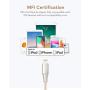 Xcentz iPhone Charger 3ft, MFi Certified Lightning Cable iPhone Charger Cable Metal Connector, Durable Braided Nylon High-Speed Charging Cord for iPhone 11/X/XS Max/XR/8 Plus/7/6/5, iPad, Gold