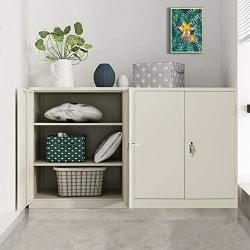 Steel Storage Cabinet with Doors, INVIE Lockable Metal Cabinet with 2 Adjustable Shelves Great for Garage, Kitchen Pantry, Office, Patio and Laundry Room(Gray)