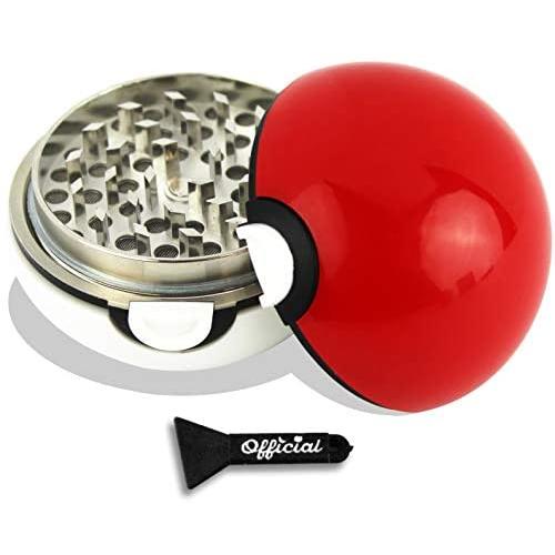 Pokeball Herb Grinder small 2.2 inches or Large 2.7 Inches - With BONUS Scraper Tool - Anime Gifts - Cool Grinders For Herb & Spice With Catcher - 3 Part Grinder