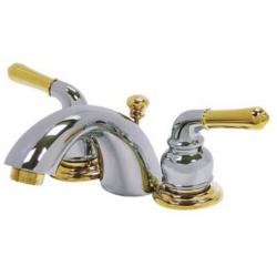 Kingston Brass KB954 Magellan II 4-Inch to 8-Inch Mini Widespread Lavatory Faucet with Metal lever handle, Polished Brass, Polished Chrome