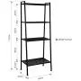 HOMFA Metal 4 Shelf Bookcase, Multifunctional Ladder-Shaped Plant Flower Stand Rack Bookrack Storage Shelves, Black HOMFA Metal 4 Shelf Bookcase, Multifunctional Ladder-Shaped Plant Flower Stand Rack Bookrack Storage Shelves, Black