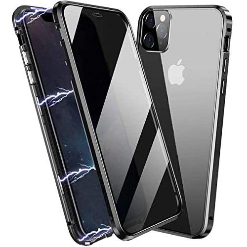 Privacy Magnetic Case for iPhone 11, Anti Peep Magnetic Adsorption Privacy Screen Protector Double Sided Tempered Glass Metal Bumper Frame Anti-Peeping Phone Case Anti-Spy Cover for iPhone 11