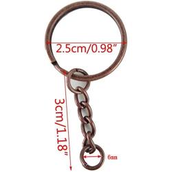 yueton Pack of 100 25mm/0.98'' Metal Split Key Ring with Chain (Copper)