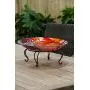 Evergreen Garden Beautiful Scroll Metal Table Top Bird Bath Stand - 14 x 14 x 5 Inches Fade and Weather Resistant Outdoor Decoration for Homes, Yards and Gardens
