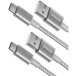 USB Type C Cable, Anker [2-Pack 3ft] Premium Nylon USB-C to USB-A Fast Charging Type C Cable, for Samsung Galaxy S10 / S9 / S8 / Note 8, LG V20 / G5 / G6 and More(Silver)