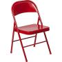 LIVING TRENDS 1 Pack Marvelius Double Braced Red Metal Folding Chair