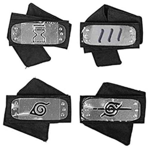 Naruto Headband with Metal Plated Cosplay Accessories Japanese Leaf Village Sand Veil Akatsuki Yahiko Kakashi (4 Pack) Naruto Headband with Metal Plated Cosplay Accessories Japanese Leaf Village Sand Veil Akatsuki Yahiko Kakashi (4 Pack)