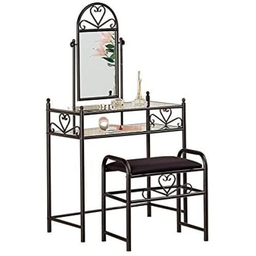Metal 2-piece Vanity Set Black and Clear