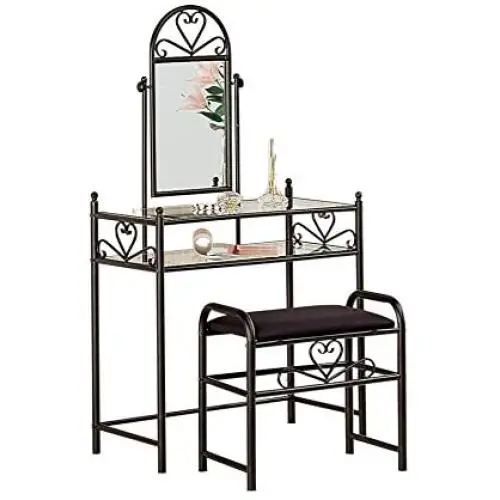 Metal 2-piece Vanity Set Black and Clear Metal 2-piece Vanity Set Black and Clear