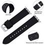 Apple Watch Band Silicone Compatible Apple Watch 40mm 38mm 42mm 44mm, Fullmosa Rainbow Soft Rubber iWatch Band with Stainless Steel Buckle for Apple Watch SE/6/5/4/3/2/1, Black 40mm 38mm