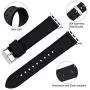 Apple Watch Band Silicone Compatible Apple Watch 40mm 38mm 42mm 44mm, Fullmosa Rainbow Soft Rubber iWatch Band with Stainless Steel Buckle for Apple Watch SE/6/5/4/3/2/1, Black 40mm 38mm