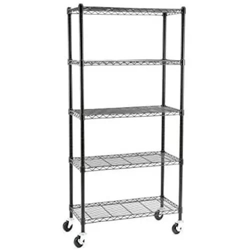 EFINE USA 5-Shelf Shelving Units and Storage on 3 Wheels, Adjustable Heavy Duty Carbon Steel Wire Shelving Unit for Garage, Kitchen, Office (30W x 14D x 63.7H) EFINE USA 5-Shelf Shelving Units and Storage on 3 Wheels, Adjustable Heavy Duty Carbon Steel Wire Shelving Unit for Garage, Kitchen, Office (30W x 14D x 63.7H)