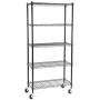 EFINE USA 5-Shelf Shelving Units and Storage on 3 Wheels, Adjustable Heavy Duty Carbon Steel Wire Shelving Unit for Garage, Kitchen, Office (30W x 14D x 63.7H)