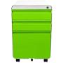 Dprodo 3 Drawers Mobile File Cabinet with Lock, Metal Filing Cabinet for Legal & Letter Size, Locking File Cabinet for Home & Office Full-Extension Drawers, Green