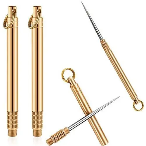 2 Pieces Portable Titanium Toothpicks Pocket Toothpick Metal Toothpick Holder for Outdoor Picnic Camping Supply, Brass Color 2 Pieces Portable Titanium Toothpicks Pocket Toothpick Metal Toothpick Holder for Outdoor Picnic Camping Supply, Brass Color