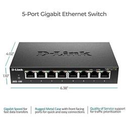 D-Link Ethernet Switch, 8 Port Gigabit Unmanaged Metal Fanless Desktop or Wall Mount Design (DGS-108)