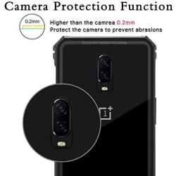 OnePlus 6 case,Simicoo OnePlus 6 Hybrid Metal Bumper Anti-Scratch HD Transparent Gorilla Glass Black Cover Ultra Slim Tough Shockproof Heavy Duty case for OnePlus 6 1+6 (Black, OnePlus 6)