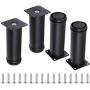 AOWISH 4-Pack Stainless Steel Furniture Legs Furniture Foot Upgraded & Thickened Cabinet Metal Legs 2 Inch Diameter Shelves Sofa Table Kitchen Adjustable Feet with 16 Screws (4 Inch/100 mm, Black)
