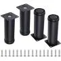 AOWISH 4-Pack Stainless Steel Furniture Legs Furniture Foot Upgraded & Thickened Cabinet Metal Legs 2 Inch Diameter Shelves Sofa Table Kitchen Adjustable Feet with 16 Screws (4 Inch/100 mm, Black)