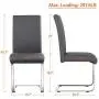 Yaheetech 4pcs Dining Chairs Armless Dining/Living Room Kitchen Chairs PU Leather Upholstered Seat and Metal Legs Side Chairs with High Back Modern, Gray
