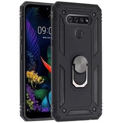 SWP for LG K51 Case,LG Reflect Case,LG Q51 Case,Dual Layer Shock-Absorption Armor Cover,Full-Body Protective Case with Metal Ring Holder Kickstand for LG K51 (Black)