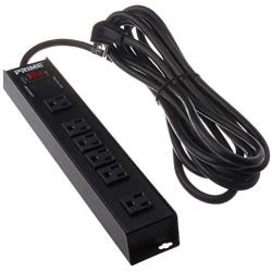 Monoprice 127856 6 Outlet Heavy Duty Metal Surge Protector Power Strip - Black - 15ft Cord | ETL Rated 1,150 Joules with Grounded and Protected Light Indicator