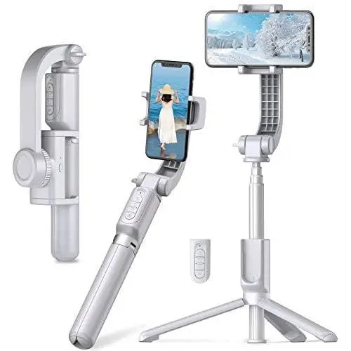 Gimbal Stabilizer for Smartphone with Extendable Bluetooth Selfie Stick and Tripod, 1-Axis Multifunction Remote 360°Automatic Rotation, Auto Balance iPhone/Android Gimbal Stabilizer for Smartphone with Extendable Bluetooth Selfie Stick and Tripod, 1-Axis Multifunction Remote 360°Automatic Rotation, Auto Balance iPhone/Android