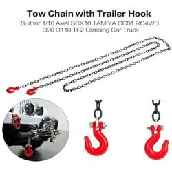 Vertily Metal Hitch Trailer Hook Simulation Climbing Tow Chain with Trailer Hook for 1/10 Axial SCX10 Climbing Off-Road Car Truck Racing Part Accessory for Kid Toy Gift