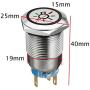 ESUPPORT 12V Car Vehicle Blue LED Light Headlight Push Button Metal Toggle Switch Socket Plug 19mm