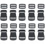 EesTeck 10 Set 1 Inch Flat Dual Adjustable Plastic Quick Side Release Plastic Buckles and Tri-Glide Slides for Luggage Straps Pet Collar Backpack Repairing (Black, Fit for 1”/25mm Webbing Straps)